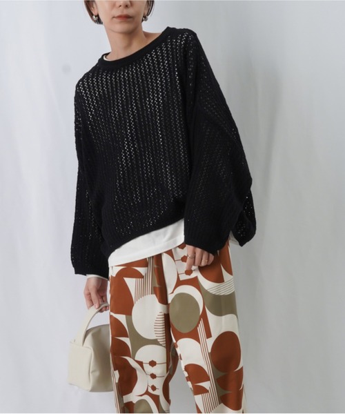 LUCA/LADY LUCK LUCA(ルカ/レディラックルカ)の「LC/LLL メッシュバックロゴプルオーバー / バックロゴメッシュニット(ニット/セーター・レディース・ライトベージュ/ブラック/ライトグリーン・FREE)」の5枚目の写真