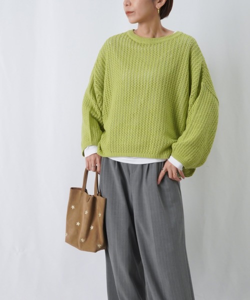 LUCA/LADY LUCK LUCA(ルカ/レディラックルカ)の「LC/LLL メッシュバックロゴプルオーバー / バックロゴメッシュニット(ニット/セーター・レディース・ライトベージュ/ブラック/ライトグリーン・FREE)」の16枚目の写真