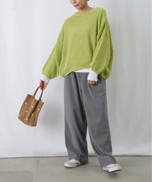 LUCA/LADY LUCK LUCA(ルカ/レディラックルカ)の「LC/LLL メッシュバックロゴプルオーバー / バックロゴメッシュニット(ニット/セーター・レディース・ライトベージュ/ブラック/ライトグリーン・FREE)」の19枚目の写真