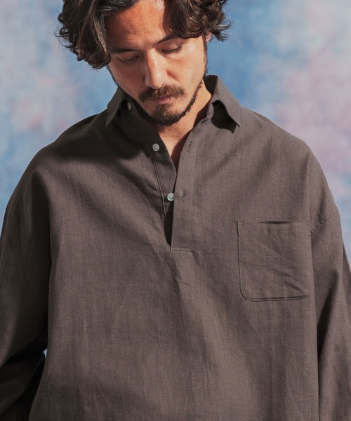 Jih Nunc（ジーヌンク）の「ms5586- コットンリネンプルオーバーシャツ