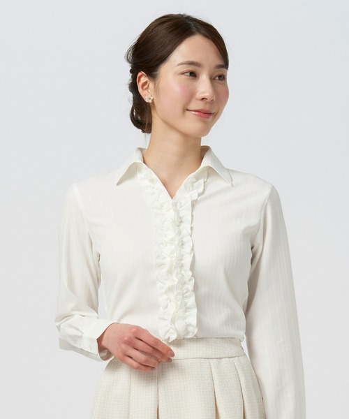 COFREX 前立ミニフリル 長袖ブラウス レディースシャツ（シャツ/ブラウス）｜TOKYO SHIRTS（トウキョウシャツ）