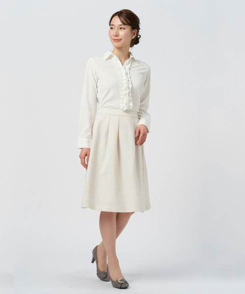 TOKYO SHIRTS（トウキョウシャツ）の「COFREX 前立ミニフリル 長袖ブラウス レディースシャツ（シャツ/ブラウス・レディース・ホワイト・S/M/L/LL）」の7枚目の写真
