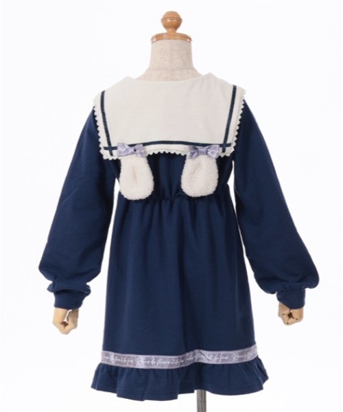 axes femme（アクシーズファム）の「うさ耳セーラーパーカーワンピース（ワンピース・キッズ・ネイビー/ミント・MEDIUM/LARGE/X-LARGE）」の7枚目の写真