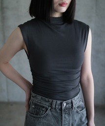 Soft touch funnel neck top