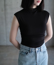 Soft touch funnel neck top