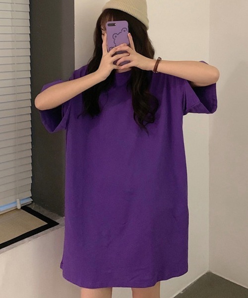 Miniministore（ミニミニストア）の「ロングtシャツ レディースビッグtシャツ（Tシャツ/カットソー・レディース・オレンジ系/グリーン/ブラック/イエロー/ホワイト/ピンク/ラベンダー/オレンジ/パープル/レッド/ロイヤルブルー・FREE）」の5枚目の写真
