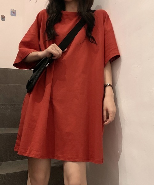 Miniministore（ミニミニストア）の「ロングtシャツ レディースビッグtシャツ（Tシャツ/カットソー・レディース・オレンジ系/グリーン/ブラック/イエロー/ホワイト/ピンク/ラベンダー/オレンジ/パープル/レッド/ロイヤルブルー・FREE）」の9枚目の写真