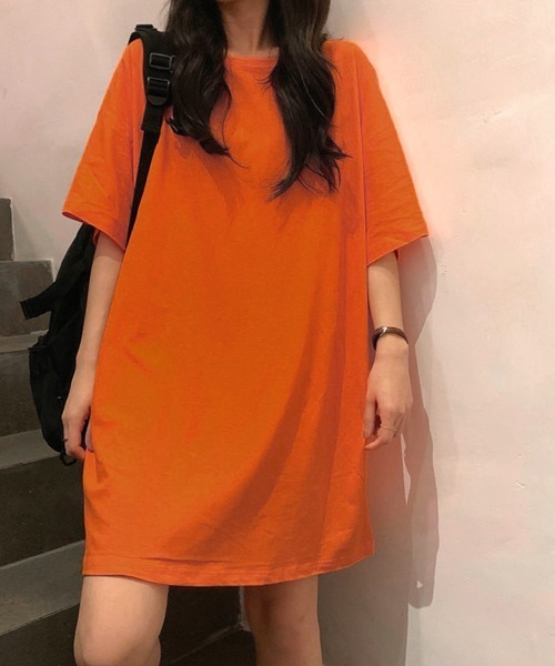 Miniministore（ミニミニストア）の「ロングtシャツ レディースビッグtシャツ（Tシャツ/カットソー・レディース・オレンジ系/グリーン/ブラック/イエロー/ホワイト/ピンク/ラベンダー/オレンジ/パープル/レッド/ロイヤルブルー・FREE）」の10枚目の写真