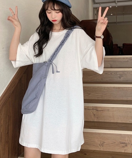 Miniministore（ミニミニストア）の「ロングtシャツ レディースビッグtシャツ（Tシャツ/カットソー・レディース・オレンジ系/グリーン/ブラック/イエロー/ホワイト/ピンク/ラベンダー/オレンジ/パープル/レッド/ロイヤルブルー・FREE）」の12枚目の写真