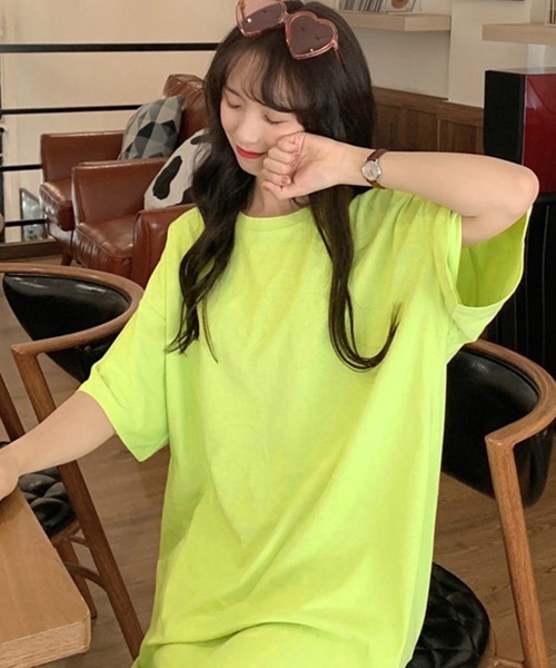 Miniministore（ミニミニストア）の「ロングtシャツ レディースビッグtシャツ（Tシャツ/カットソー・レディース・オレンジ系/グリーン/ブラック/イエロー/ホワイト/ピンク/ラベンダー/オレンジ/パープル/レッド/ロイヤルブルー・FREE）」の16枚目の写真
