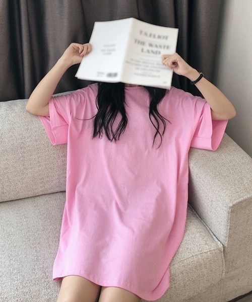 Miniministore（ミニミニストア）の「ロングtシャツ レディースビッグtシャツ（Tシャツ/カットソー・レディース・オレンジ系/グリーン/ブラック/イエロー/ホワイト/ピンク/ラベンダー/オレンジ/パープル/レッド/ロイヤルブルー・FREE）」の19枚目の写真