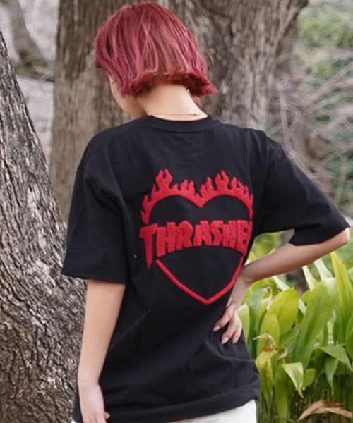 THRASHER(スラッシャー)の「【ムラサキスポーツ限定】THRASHER スラッシャー Tシャツ サガラ刺繍 ビックシルエット ボックスシルエット THML-24SPSST03(Tシャツ/カットソー・レディース・ホワイト/ブラック・M/L)」の2枚目の写真