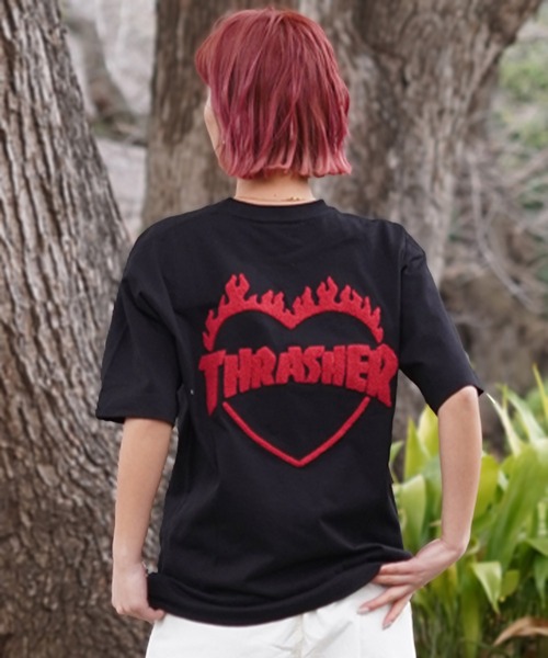 THRASHER(スラッシャー)の「【ムラサキスポーツ限定】THRASHER スラッシャー Tシャツ サガラ刺繍 ビックシルエット ボックスシルエット THML-24SPSST03(Tシャツ/カットソー・レディース・ホワイト/ブラック・M/L)」の14枚目の写真