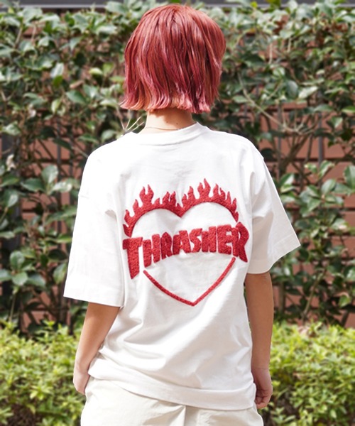 THRASHER(スラッシャー)の「【ムラサキスポーツ限定】THRASHER スラッシャー Tシャツ サガラ刺繍 ビックシルエット ボックスシルエット THML-24SPSST03(Tシャツ/カットソー・レディース・ホワイト/ブラック・M/L)」の8枚目の写真