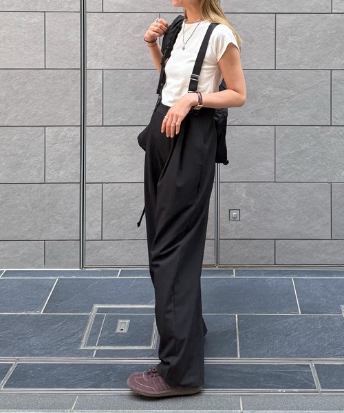 LIMI feu テンセル サスペンダー ハイウエスト ワイドパンツ LIMI feu テンセル サスペンダー ハイウエスト ワイドパンツ