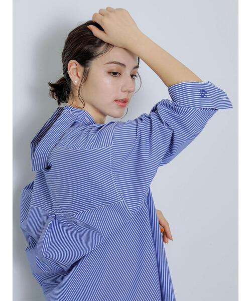 Te chichi（テチチ）の「ルーズシルエットポイント刺繍シャツ（シャツ/ブラウス・レディース・オフホワイト/ブルー/サックスブルー・F）」の3枚目の写真