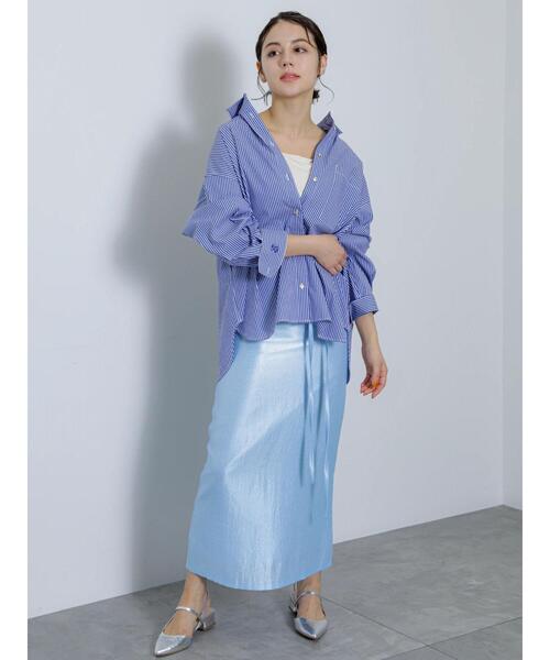 Te chichi（テチチ）の「ルーズシルエットポイント刺繍シャツ（シャツ/ブラウス・レディース・オフホワイト/ブルー/サックスブルー・F）」の5枚目の写真