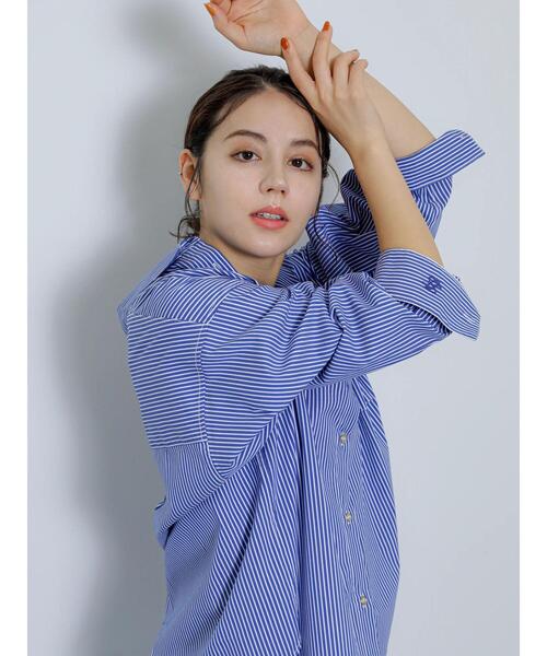 Te chichi（テチチ）の「ルーズシルエットポイント刺繍シャツ（シャツ/ブラウス・レディース・オフホワイト/ブルー/サックスブルー・F）」の13枚目の写真