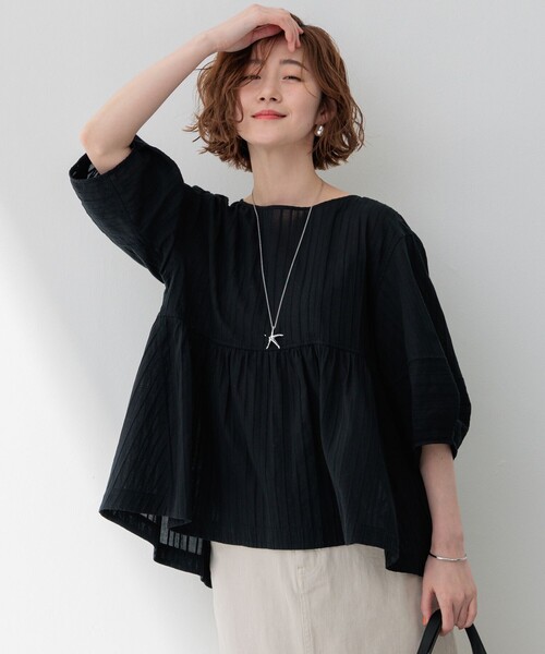 23区(ニジュウサンク)の「【洗える】カラミ ブラウス(シャツ/ブラウス・レディース・ブラック系/カーキ系/ホワイト系・32)」の3枚目の写真