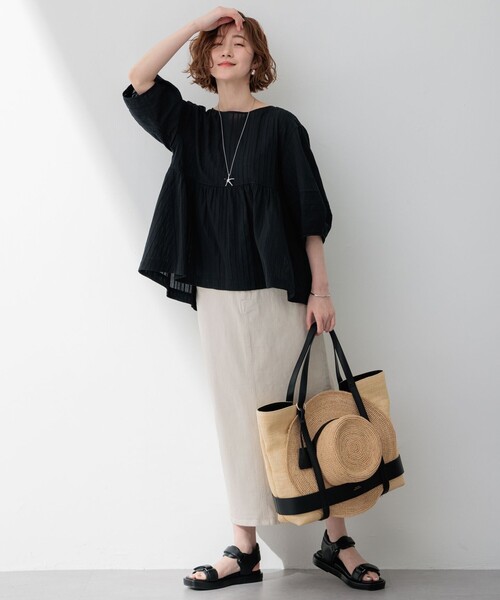 23区(ニジュウサンク)の「【洗える】カラミ ブラウス(シャツ/ブラウス・レディース・ブラック系/カーキ系/ホワイト系・32)」の6枚目の写真