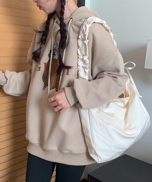 HALEY PESCA(ヘーリーペスカ)の「HALEY PESCA/【大容量】シャーリングリボンショルダーバッグ(ショルダーバッグ・レディース・オフホワイト/ブルー/ブラック/グリーン・FREE)」の2枚目の写真