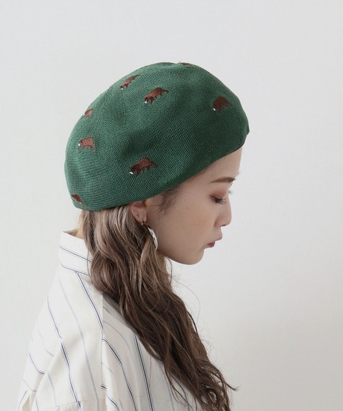 Sense of Grace（センスオブグレース）の「アニマル刺繍 ベレー帽（ハンチング/ベレー帽・レディース・ブルー/ブラック/ライトベージュ/グリーン/アッシュ・FREE）」の4枚目の写真