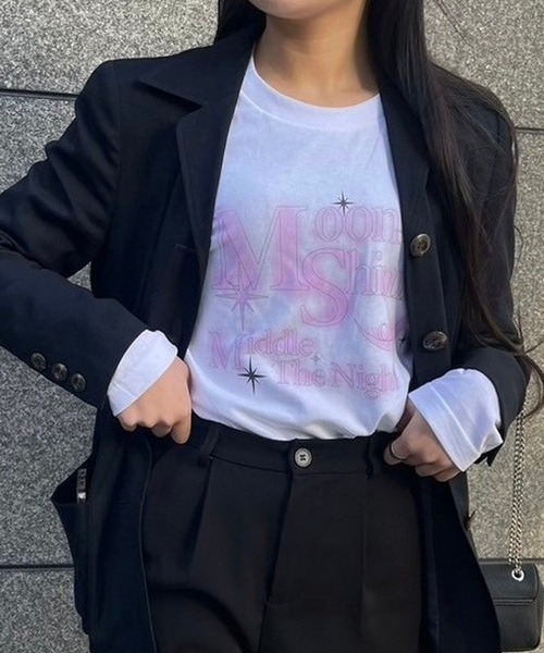 cuorequal(クオレコール)の「ムーンプリントロンT(Tシャツ/カットソー・レディース・ホワイト・M/L)」の4枚目の写真