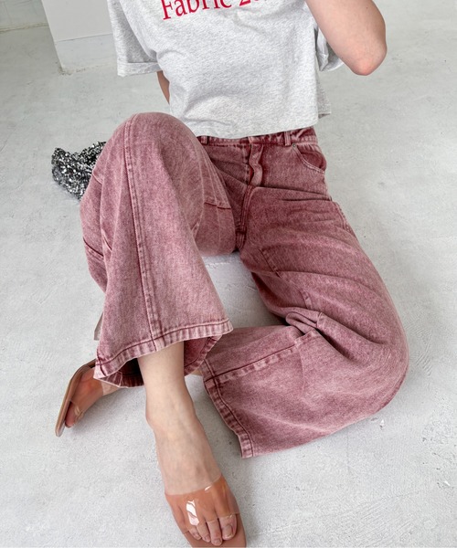 EPIMI E'PIMMY（エピミエピミー）の「《新色登場》切り替えカーブデニム（デニムパンツ・レディース・サックスブルー/ブラック/オレンジ/ピンク・MEDIUM/SMALL）」の3枚目の写真