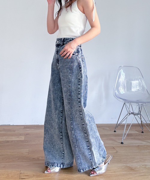 EPIMI E'PIMMY（エピミエピミー）の「《新色登場》切り替えカーブデニム（デニムパンツ・レディース・サックスブルー/ブラック/オレンジ/ピンク・MEDIUM/SMALL）」の15枚目の写真