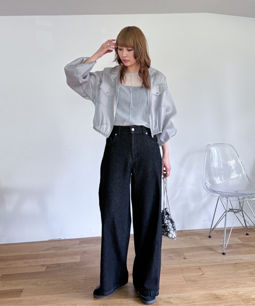 EPIMI E'PIMMY（エピミエピミー）の「《新色登場》切り替えカーブデニム（デニムパンツ・レディース・サックスブルー/ブラック/オレンジ/ピンク・MEDIUM/SMALL）」の9枚目の写真