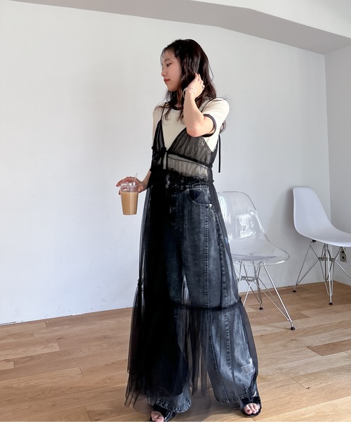 EPIMI E'PIMMY（エピミエピミー）の「《新色登場》切り替えカーブデニム（デニムパンツ・レディース・サックスブルー/ブラック/オレンジ/ピンク・MEDIUM/SMALL）」の11枚目の写真