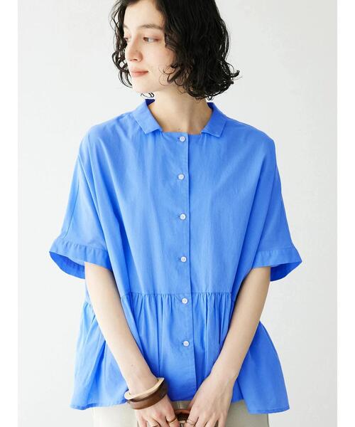 CRAFT STANDARD BOUTIQUE(クラフトスタンダードブティック)の「【追加】ペプラムブラウス(シャツ/ブラウス・レディース・サックスブルー/ブルー系その他6/オフホワイト/ライム/ブラック×ホワイト・FREE)」の8枚目の写真