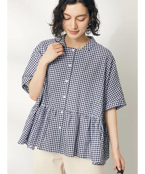 CRAFT STANDARD BOUTIQUE(クラフトスタンダードブティック)の「【追加】ペプラムブラウス(シャツ/ブラウス・レディース・サックスブルー/ブルー系その他6/オフホワイト/ライム/ブラック×ホワイト・FREE)」の9枚目の写真