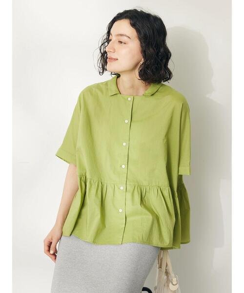 CRAFT STANDARD BOUTIQUE(クラフトスタンダードブティック)の「【追加】ペプラムブラウス(シャツ/ブラウス・レディース・サックスブルー/ブルー系その他6/オフホワイト/ライム/ブラック×ホワイト・FREE)」の11枚目の写真