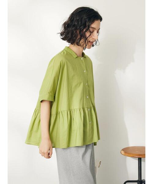 CRAFT STANDARD BOUTIQUE(クラフトスタンダードブティック)の「【追加】ペプラムブラウス(シャツ/ブラウス・レディース・サックスブルー/ブルー系その他6/オフホワイト/ライム/ブラック×ホワイト・FREE)」の12枚目の写真