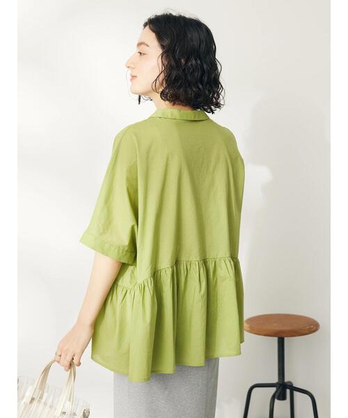 CRAFT STANDARD BOUTIQUE(クラフトスタンダードブティック)の「【追加】ペプラムブラウス(シャツ/ブラウス・レディース・サックスブルー/ブルー系その他6/オフホワイト/ライム/ブラック×ホワイト・FREE)」の13枚目の写真