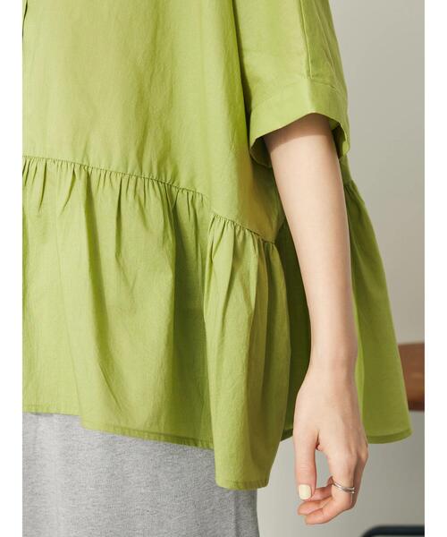 CRAFT STANDARD BOUTIQUE(クラフトスタンダードブティック)の「【追加】ペプラムブラウス(シャツ/ブラウス・レディース・サックスブルー/ブルー系その他6/オフホワイト/ライム/ブラック×ホワイト・FREE)」の16枚目の写真