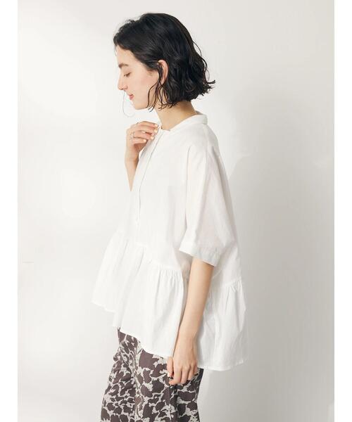 CRAFT STANDARD BOUTIQUE(クラフトスタンダードブティック)の「【追加】ペプラムブラウス(シャツ/ブラウス・レディース・サックスブルー/ブルー系その他6/オフホワイト/ライム/ブラック×ホワイト・FREE)」の22枚目の写真