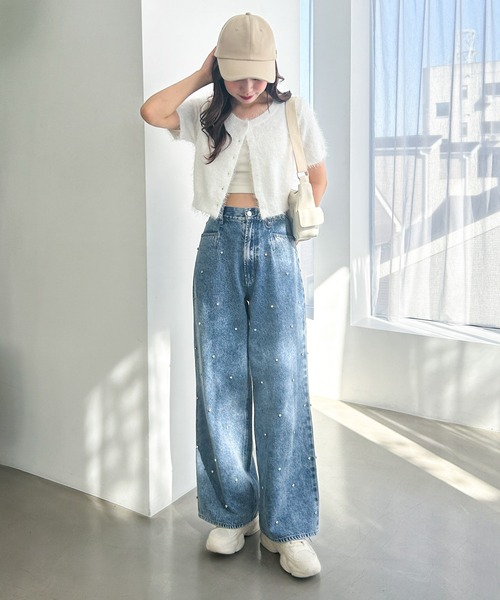 Heather（ヘザー）の「シャギーニットカーディガン（半袖