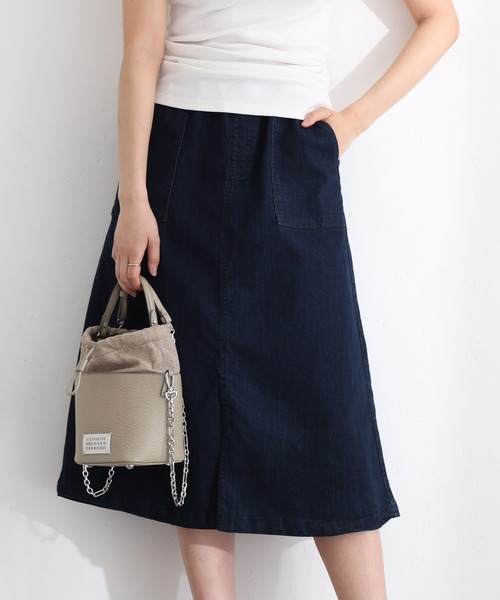 ElegChic(エレグシック)の「ウエストリブベイカーデニム スカート (デニムスカート・レディース・ネイビー/ブルー/ネイビー系・3L/4L/M/L/XL)」の12枚目の写真