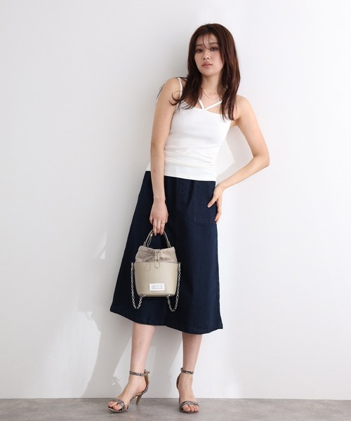 ElegChic(エレグシック)の「ウエストリブベイカーデニム スカート (デニムスカート・レディース・ネイビー/ブルー/ネイビー系・3L/4L/M/L/XL)」の13枚目の写真