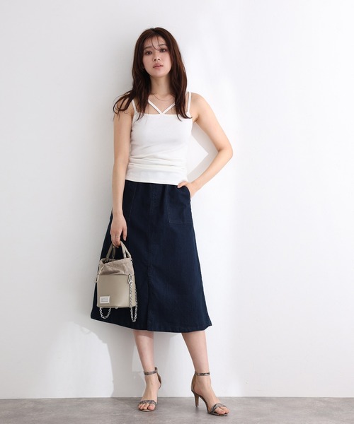 ElegChic(エレグシック)の「ウエストリブベイカーデニム スカート (デニムスカート・レディース・ネイビー/ブルー/ネイビー系・3L/4L/M/L/XL)」の15枚目の写真