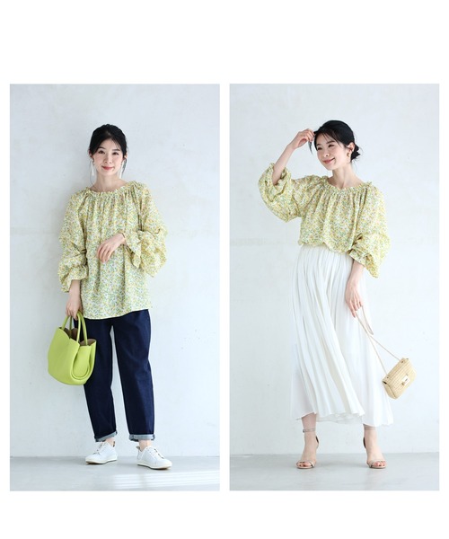 cawaii(カワイイ)の「オフショルダーにも。ふんわりタック袖の花柄ブラウストップス(シャツ/ブラウス・レディース・イエロー・FREE)」の10枚目の写真