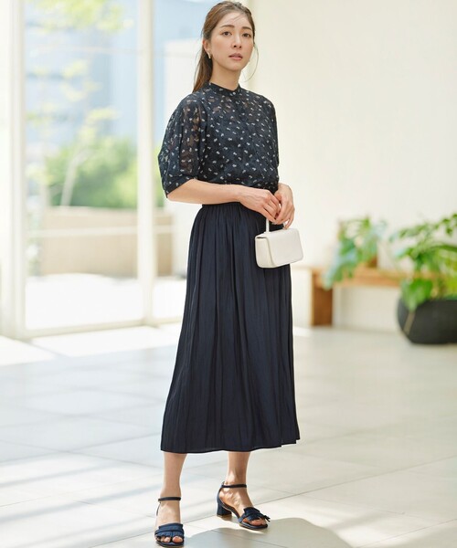 【セール】フラワーボーダージャガードプリント ブラウス（シャツ/ブラウス）｜組曲（クミキョク）