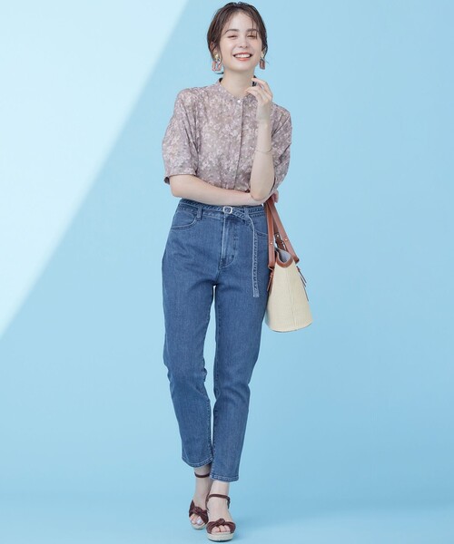 【セール】フラワーボーダージャガードプリント ブラウス（シャツ/ブラウス）｜組曲（クミキョク）