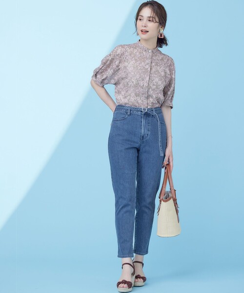 【セール】フラワーボーダージャガードプリント ブラウス（シャツ/ブラウス）｜組曲（クミキョク）