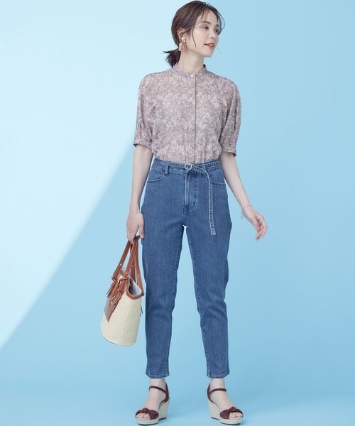 【セール】フラワーボーダージャガードプリント ブラウス（シャツ/ブラウス）｜組曲（クミキョク）