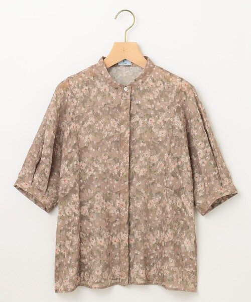 【セール】フラワーボーダージャガードプリント ブラウス（シャツ/ブラウス）｜組曲（クミキョク）