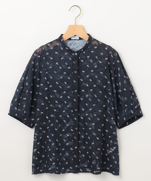 【セール】フラワーボーダージャガードプリント ブラウス（シャツ/ブラウス）｜組曲（クミキョク）