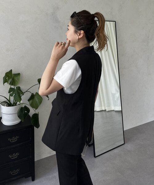 prose verse(プロズヴェール)の「【MOMO】テーラードジレ(ベスト・レディース・ブラック・LARGE/MEDIUM)」の13枚目の写真